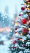 © YAUHENI - Festive Christmas tree with red ornaments, glowing lights, and falling snowflakes