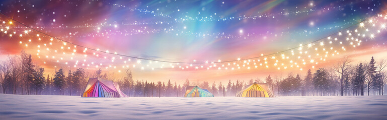 Wall Mural - winter fest fairy lights header.