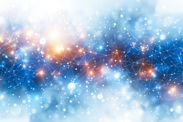 Poster - An abstract digital network with bright lights and blue background showcasing connectivity and modern technology concepts.