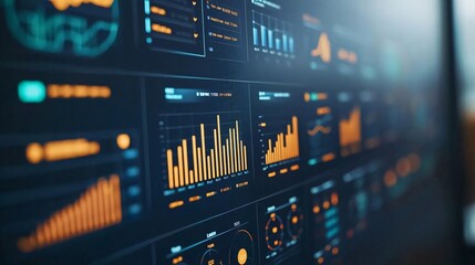 Poster - Modern data visualization dashboard featuring graphs and metrics in vibrant colors for business analytics and decision making.