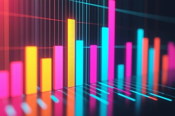 Poster - Vibrant colored bars demonstrating growth and data trends in a modern digital analytics environment.