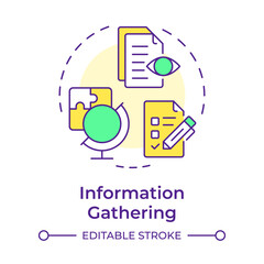 Poster - information gathering multi color concept icon. reverse engineering process. data collection for res