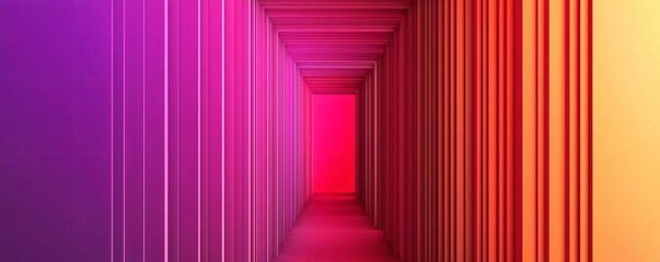 Poster - A vibrant corridor featuring colorful gradients and bold stripes, creating an intriguing visual depth and modern aesthetic.