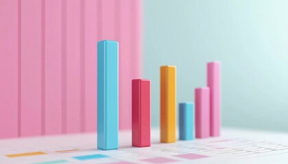 Poster - Colorful bar charts represent data analysis and business growth in a vibrant and engaging manner.