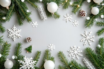 Canvas Print - This composition for Christmas holidays features white decorations on a white background with room for your text