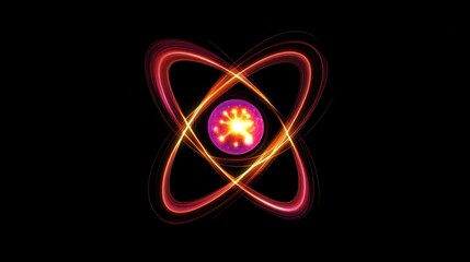 Poster - Glowing Electron Paths in Atomic Diagram