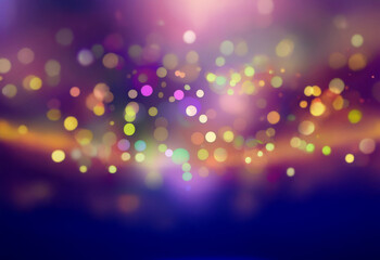 A blurred background with scattered colorful lights, with a deep blue gradient.