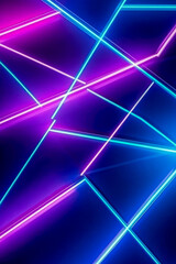 Poster - A striking neon-themed image showcasing blue and magenta lines intersecting in a dynamic and futuristic abstract pattern design.