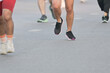 © arcyto - Fitness and sport man running in outdoor by training, exercise and practice for marathon competition of cardio health.Athlete as runner together for performance progress goal
