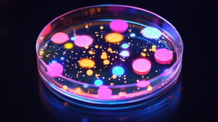 Poster - Colorful Chemicals in Bubbling Petri Dish
