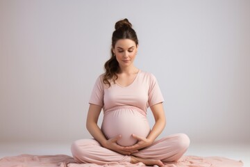 Canvas Print - Yoga pregnant sitting adult.