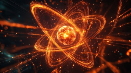 Poster - Bright Atomic Model with Swirling Particles and Energy