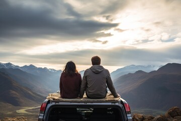 Wall Mural - Car mountain vacation outdoors.