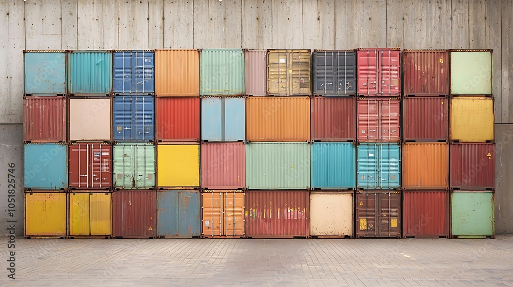 Vibrant display of colorful shipping containers creating a unique urban ...