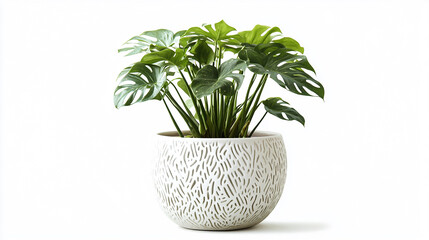 Monstera in a pot collection isolated on white background