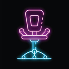 Poster - Colorful neon sign is depicting an office chair, bringing a retro vibe to the concept of work