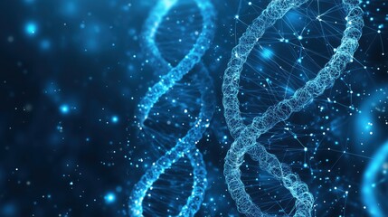 Aufkleber - dna strands, blue glowing background, abstract technology concept