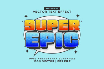 Poster - Editable text effect Super Epic 3d cartoon template style premium vector