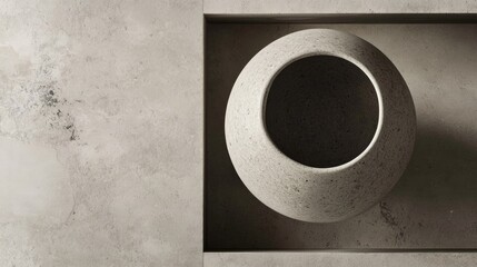 Poster - Minimalist Stone Vase on Concrete Background