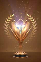 Wall Mural - golden trophy with crystal and light effect