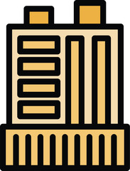 Poster - Simple vector icon of a modern building with columns, representing a business center or mall