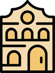 Poster - Simple icon representing an old city hall building, with arched windows and entrance