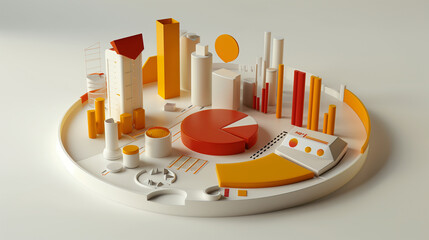Poster - business statistics info graphics, pie charts, bar graphs, and numerical data, business growth analysis