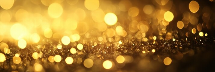 Poster - golden bokeh lights in a soft background