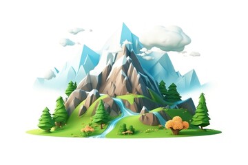 Wall Mural - Mountain landscape outdoors cartoon.