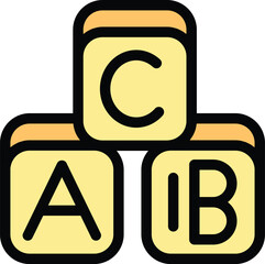 Poster - Three cubes forming the letters a, b, and c, symbolizing the fundamental building blocks of language and early childhood education