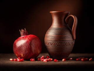 Wall Mural - vase with pomegranate