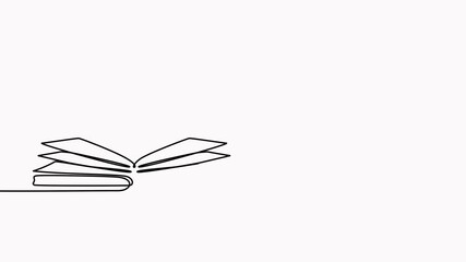 Poster - Open book, head with brain and light bulb continuous line drawing animation. Creative idea process concept animated video.