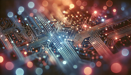 Aufkleber - Exploring the intersection of technology and art through circuit patterns and colorful lights
