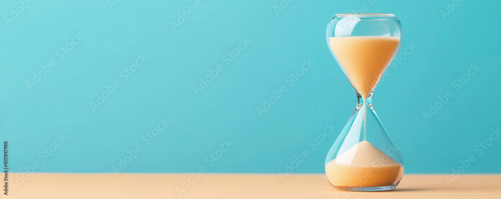 hourglass with sand slipping through, symbolizing passage of time and ...