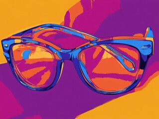 Colorful sunglasses against a vibrant background, showcasing a playful design.