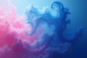 Leinwandbilder - abstract fluid shapes in vibrant blue and pink hues The swirling patterns create a sense of motion and depth