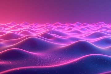 Leinwandbilder - smooth wavy purple surface with glowing pink neon lines creating a flowing futuristic aesthetic