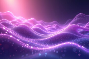 Leinwandbilder - smooth wavy purple surface with glowing pink neon lines creating a flowing futuristic aesthetic
