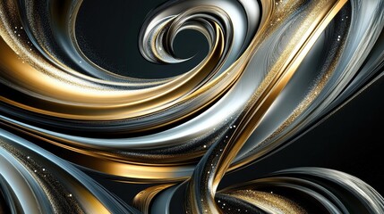 Poster - abstract swirls of gold and silver on a dark backdrop