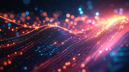 Fototapete - Futuristic background featuring a dynamic digital data stream