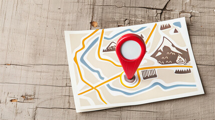 Aufkleber - map with red pin highlighting travel destinations and routes