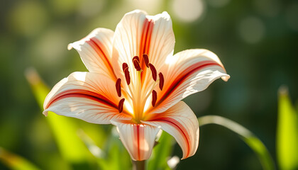 Vintage lily flower transparent png isolated with white highlights, png