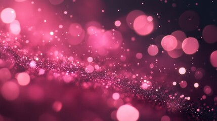 Poster - Pink luminous particles create an abstract bokeh background