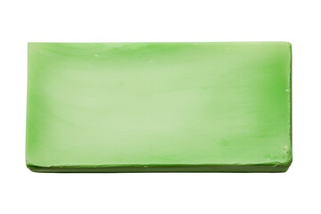 A green paint block with smooth edges and subtle shading isolated on white background