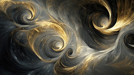 Poster - abstract swirls of gold and silver on a dark backdrop