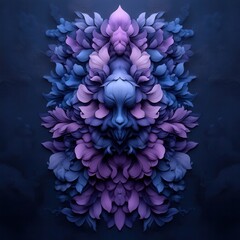 Wall Mural - Abstract Floral Pattern in Purple and Blue Hues.