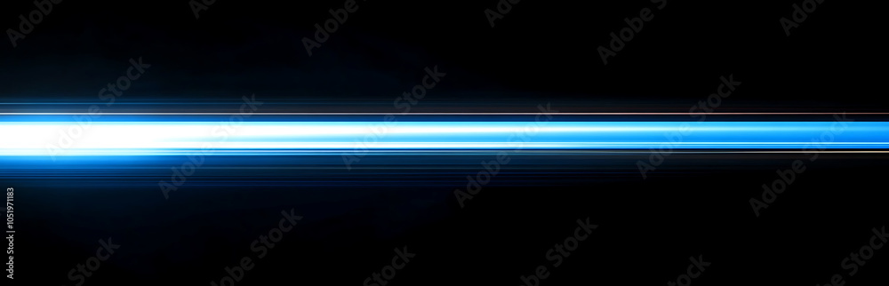 Blue light streaks on a black background with glowing horizontal lines ...