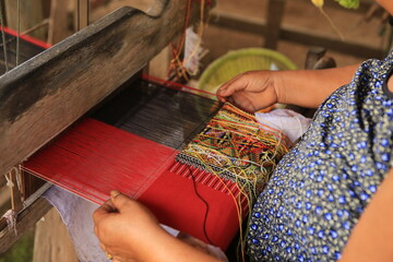 Tin Jok Sarong, Thai Silk-Sin Tin Jok. Mae Chaem, Chiang Mai Province, Thailand 