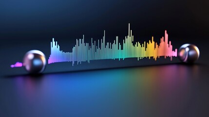 Wall Mural - Glowy multicolor data over abstract digital landscape. Based on stock photo