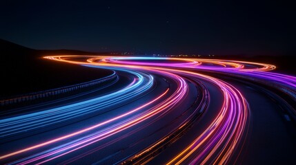 Leinwandbilder - An abstract technology background with lines for network, data center, server, internet, speed, and neon lights.